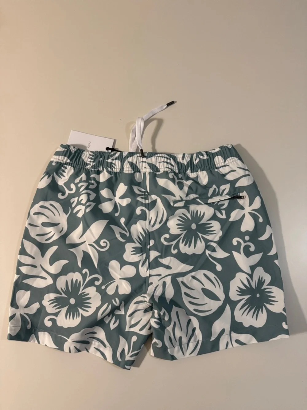 Onia Teal and White Floral Swim Board Shorts